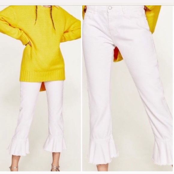 ZARA WHITE FLARE JEANS - Picture 1 of 3